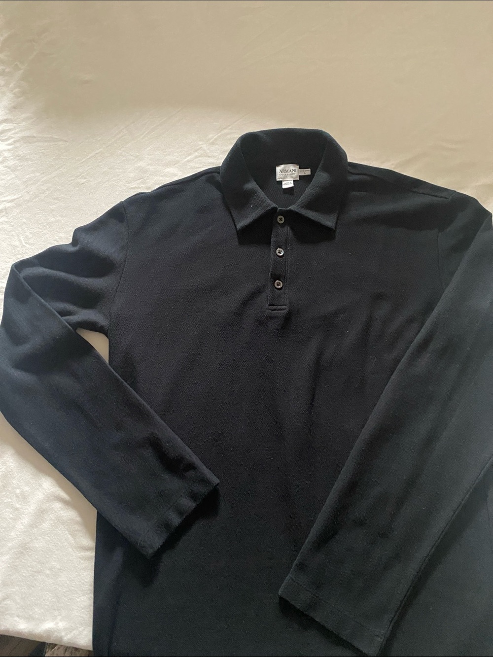Armani Collezioni Men's Long-Sleeve Polo — Black